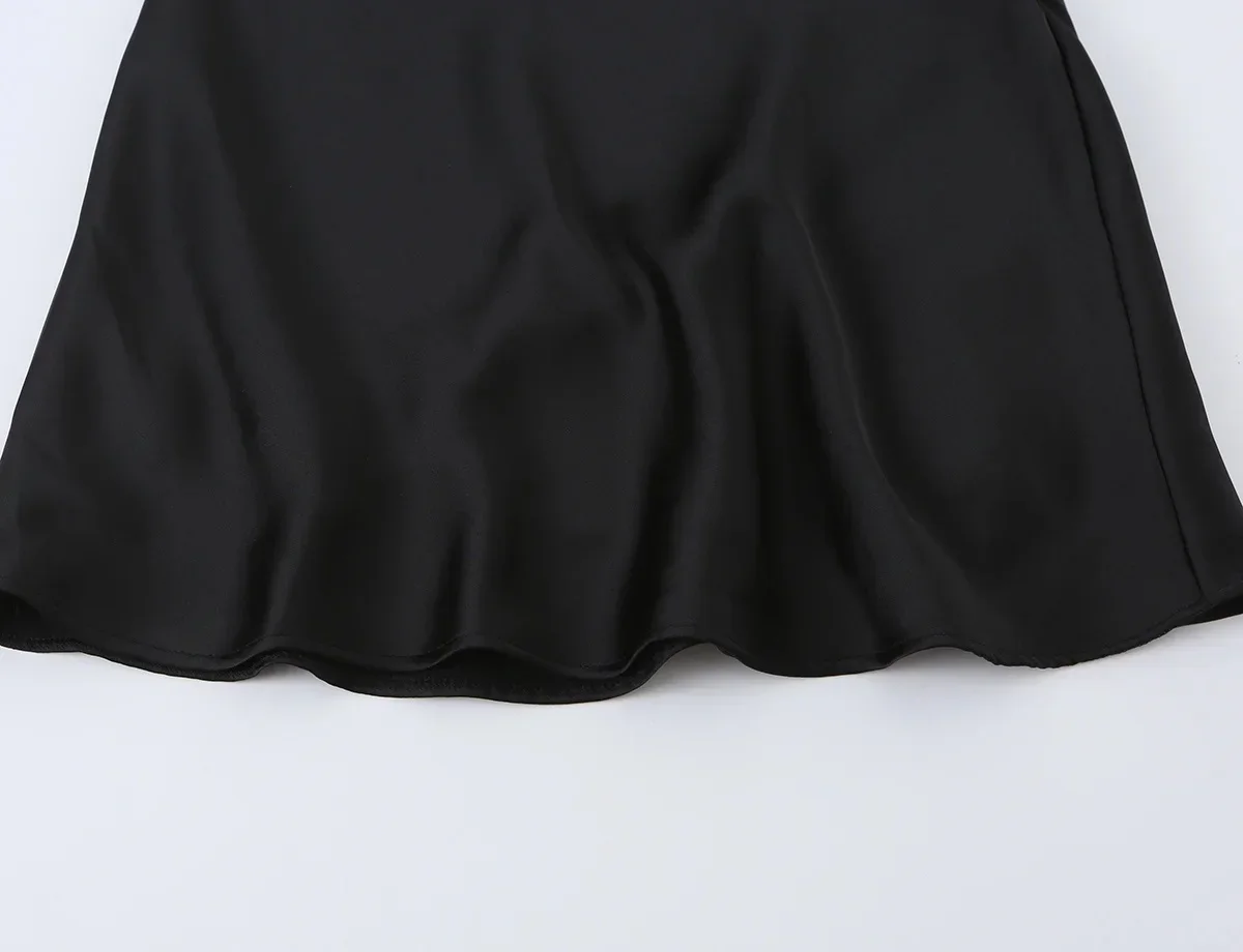 KONDALA Damen Sommer Schickes Satin-Minikleid Elegantes Kontrastierendes Ausschnitt-Trägerkleid Neu 2026 Modisches Dinner-Party Sexy Kleid – Detail 10
