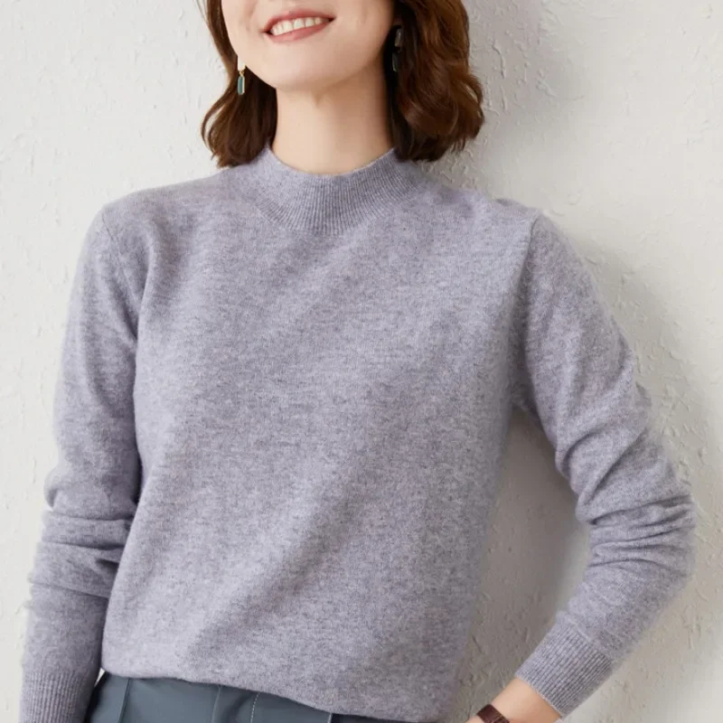 Spring Autumn Pullover Tops Knitted Shirts Women Sweaters Female Full Sleeve Skinny Elastic Casual Mock neck Sweater