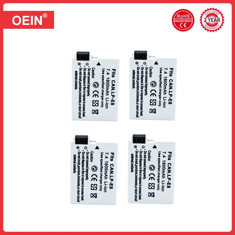 1800mAh LP-E8 LP E8 LPE8 Camera Battery Batteries AKKU For Canon EOS 550D 600D 650D 700D Rebel X4 X5 X6i X7