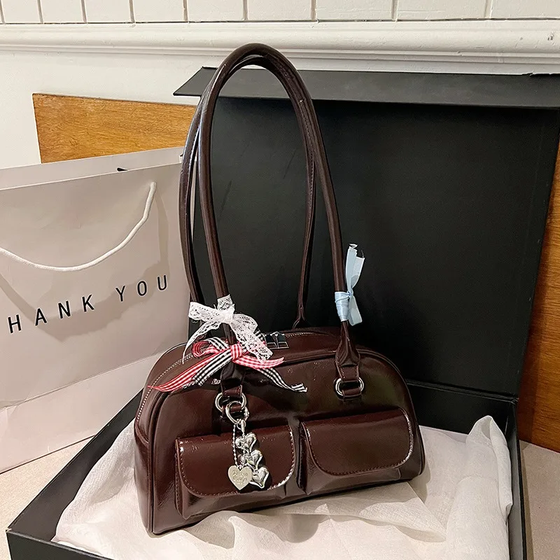 

Fashion Shoulder Bag for Women Bright Pink, Zipper Closure Large Capacity Korean Y2k Versatile Handheld Underarm Bag, Party Bags