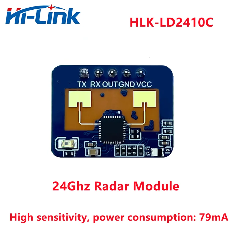 Hi-link novo tamanho pequeno HLK-LD2410C 5v 79ma sensibilidade alta 24ghz módulo de radar do sensor de estado da presença humana eletrônico do