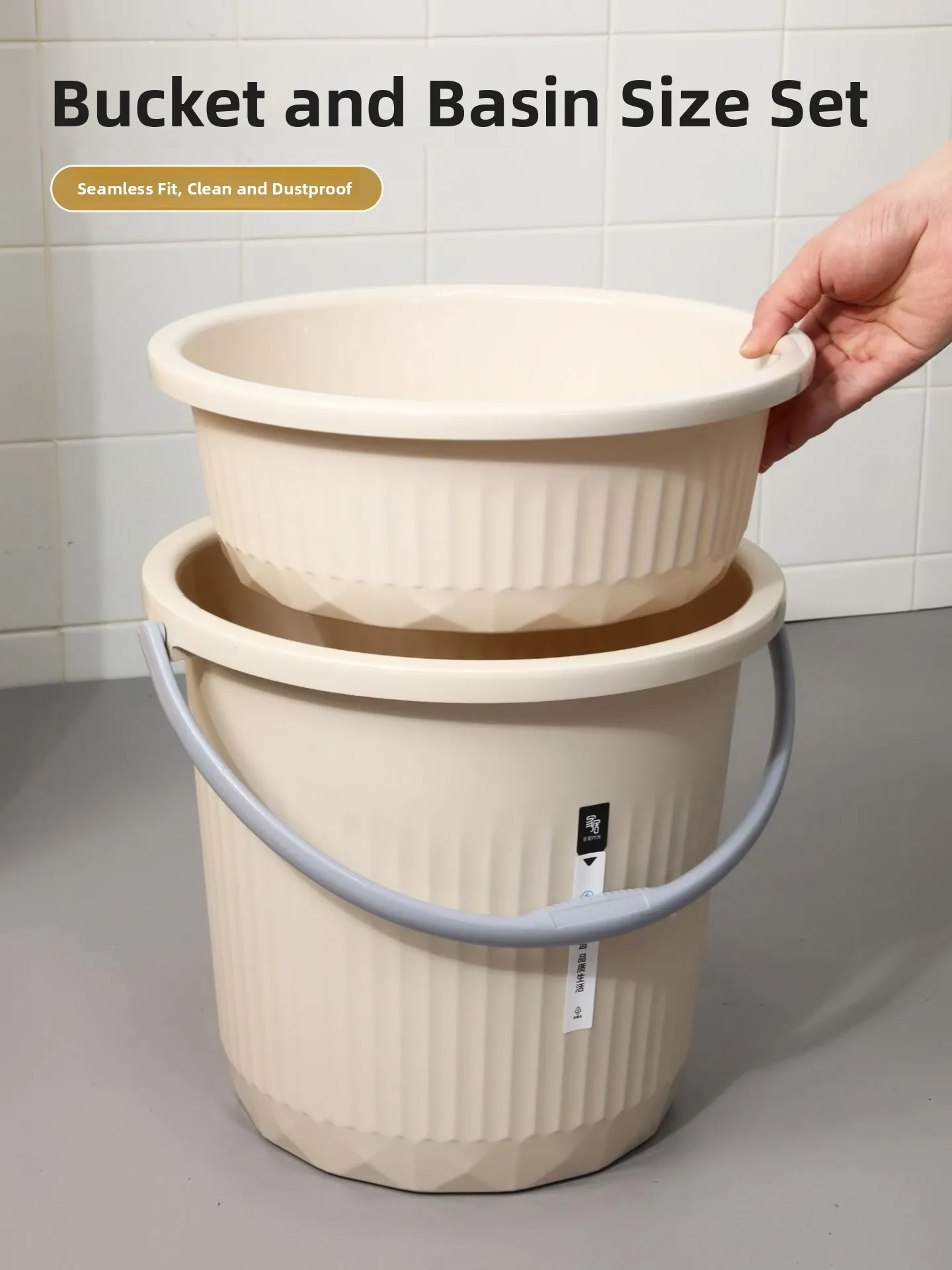 

Large Size Thickened Plastic Bucket Set with Lid for Home Use Laundry Handheld Water Storage Bucket Student Dormitory Utility...