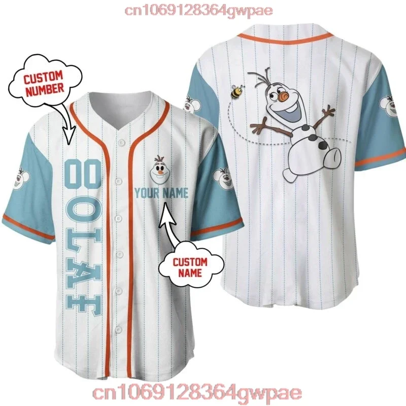 男性と女性のための冷凍野球ジャージ,カスタマイズされた名前の半袖ジャージ,ディズニー,カジュアル,スポーツシャツ