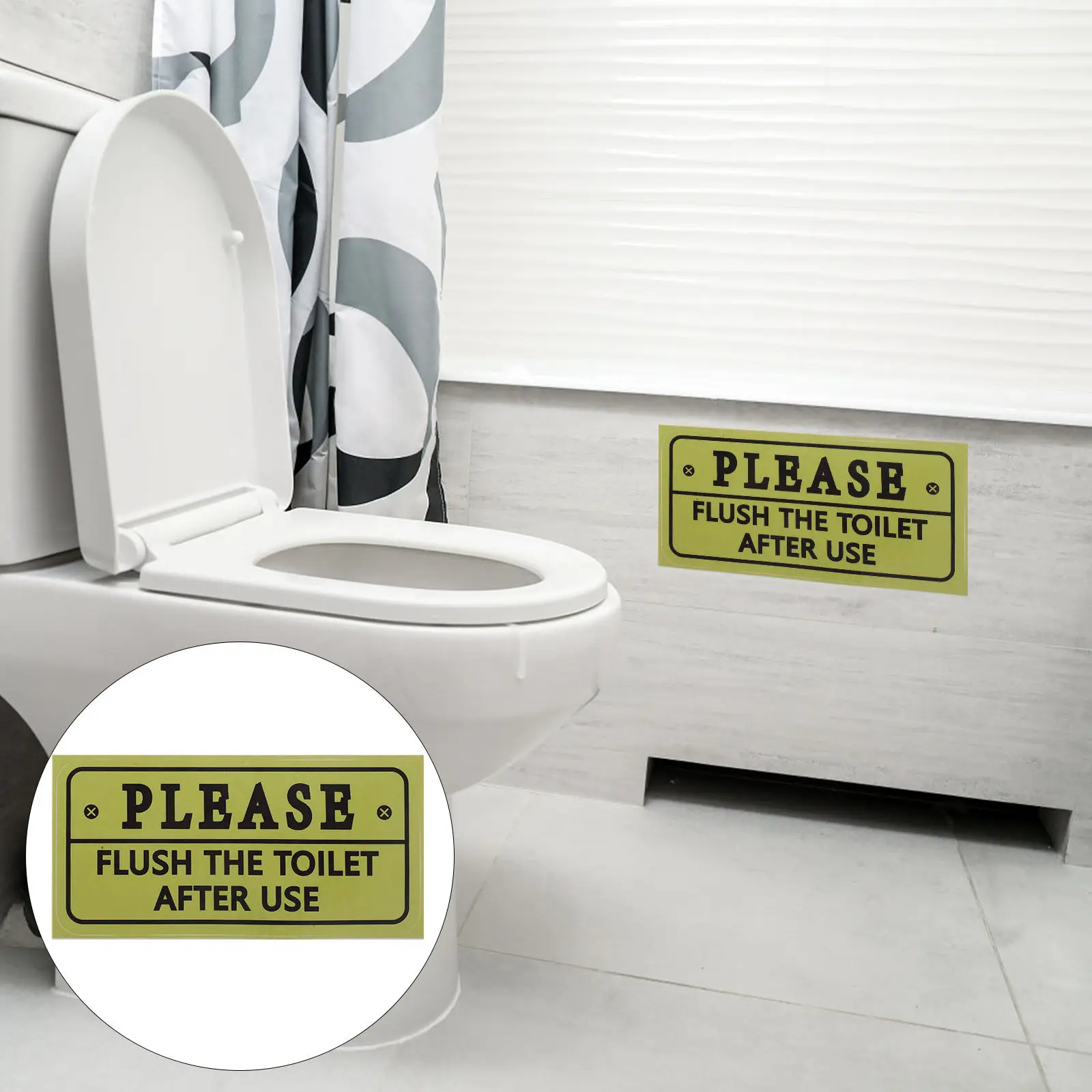 

PVC Toilet Sticker Self-Adhesive Waterproof Oil-Resistant Flush Reminder Decal for Bathroom Wall Home Decor Toilet Sign