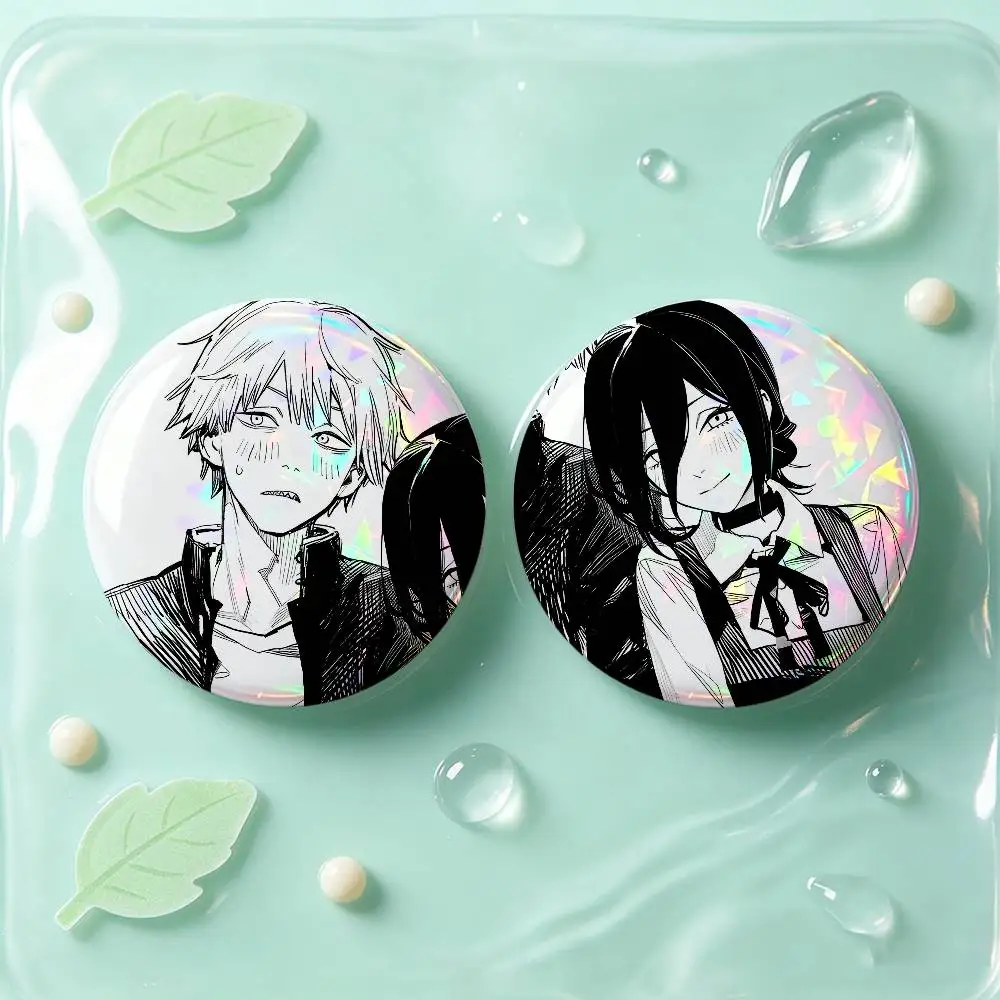 Reze And Denji Anime Badges Button Round Creative Pin Brooch Badge Bag Decor Accessories Fans Collect Friends Gifts