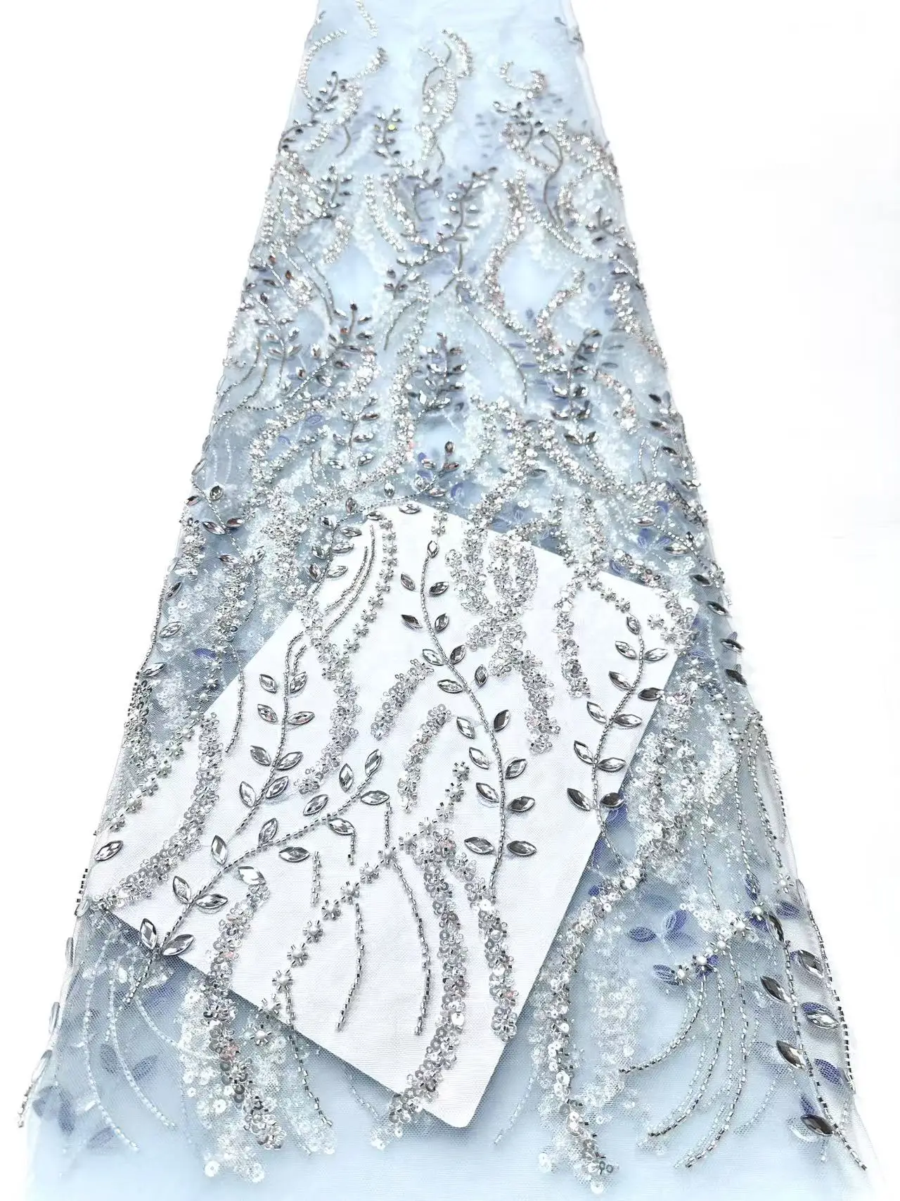 

Luxury African fabrics 5 Meters French Tulle Lace Fabric 2026 High Quality Sequins Beads For Nigerian Wedding Dress 5Yard M101-1