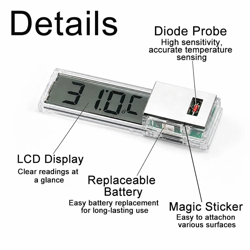 1PC Electronic Digital LCD Aquarium Thermometer Fish Tank Temperature Measurement Temp Meter Aquarium Accessories Reptile Tank