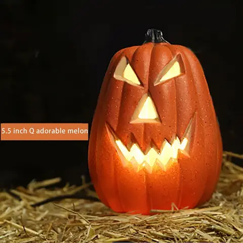 Lanterne citrouille LED effrayante pour Halloween – Éclairage idéal pour la décoration de la maison et le réglage de la scène du bar pour votre décoration festive de fête d'Halloween
