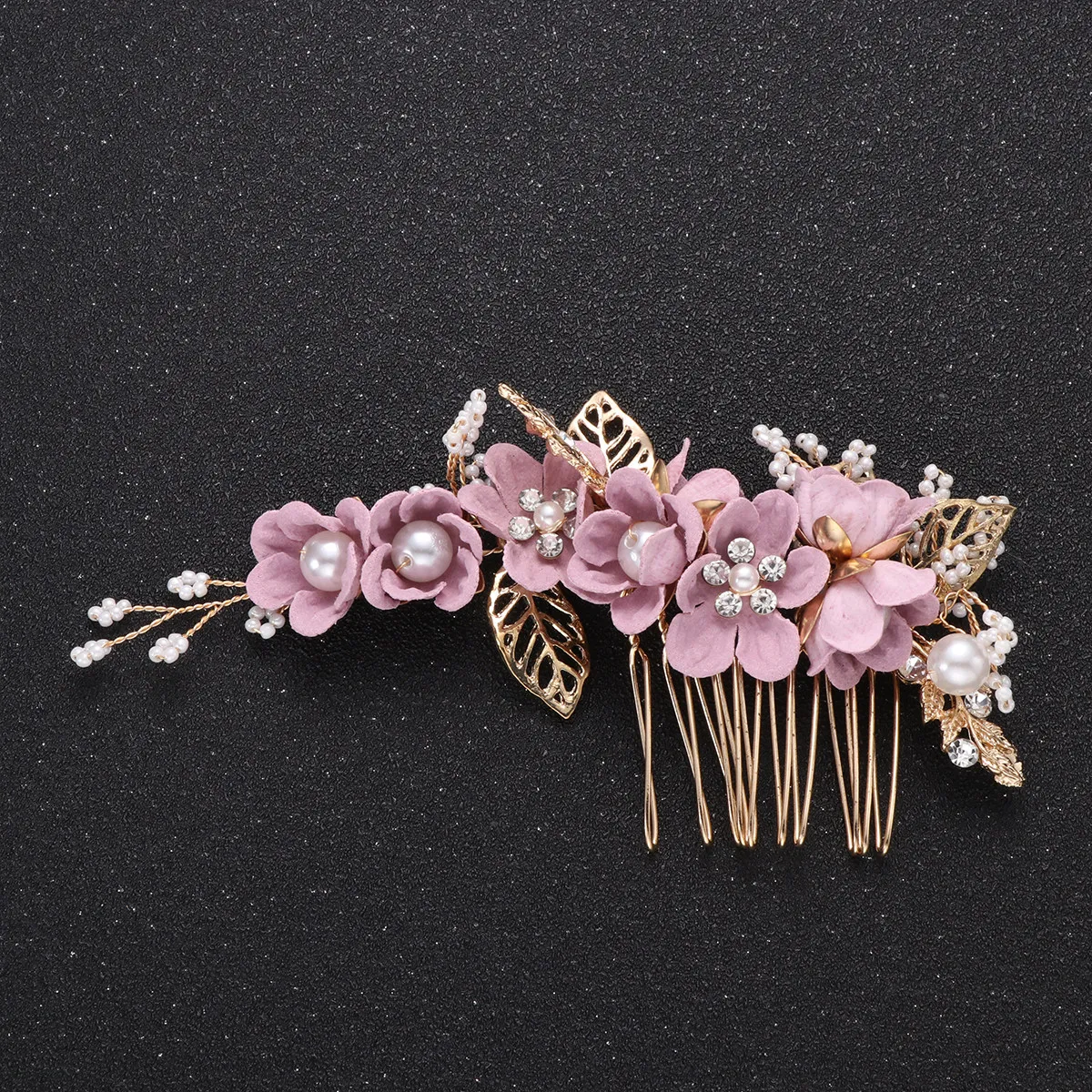 

1 шт. Фиолетовая расческа для волос с цветами и жемчугом, свадебный аксессуар для невесты и подружек невесты, для вечеринок и выпускных вечеров