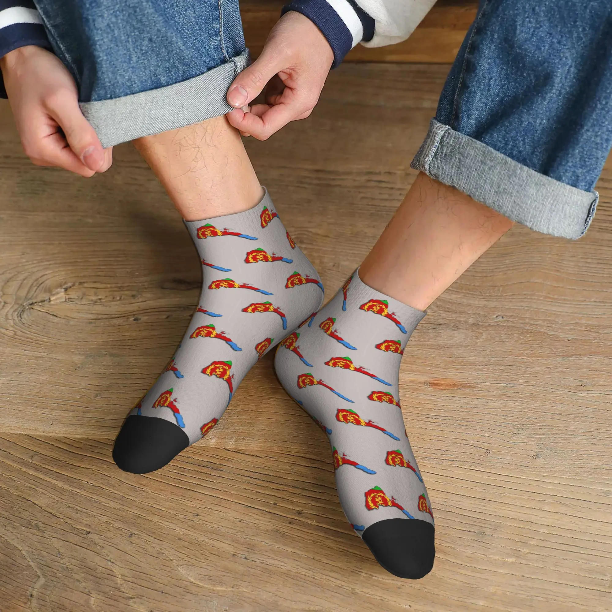 All Seasons Eritrea Flag Proud Eritrean Socks Harajuku Super Soft Sport Middle Tube Socks Soft Funny Stockings for Men Women