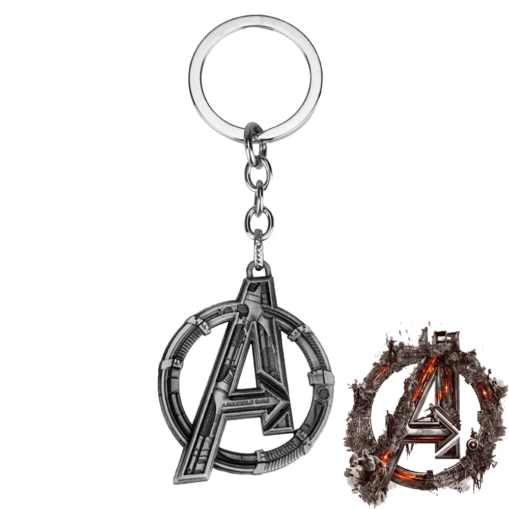 Marvel Superhero Keychain Avengers Logo Badge Metal Vintage Pendant Keyring Car Backpack Key Holder Jewelry Accessories Gifts