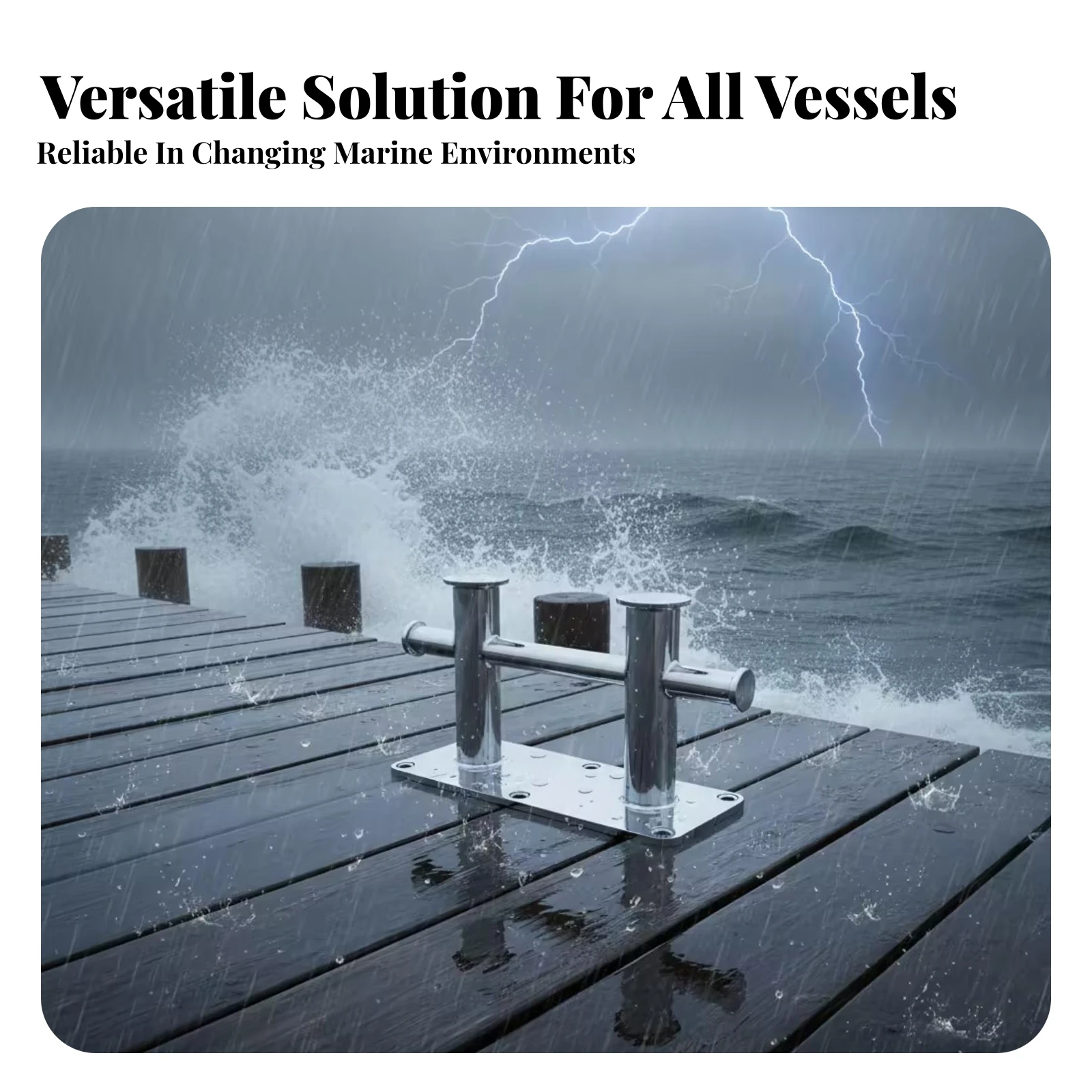 Double Cross Bollard Marine Grade Cleat with Rectangular Base Hardware Mirror-Polished Corrosion-Resistant for Boat Owners, Dock