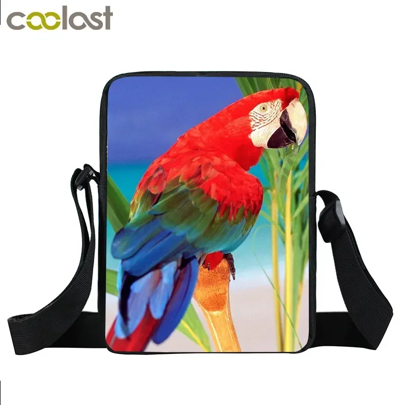 Animal Bird Parrot Owl Crossbody Bag for Travel Girl Satchel Ladies Shoulder Bag Leisure Messenger Bags Women Handbag Bookbag