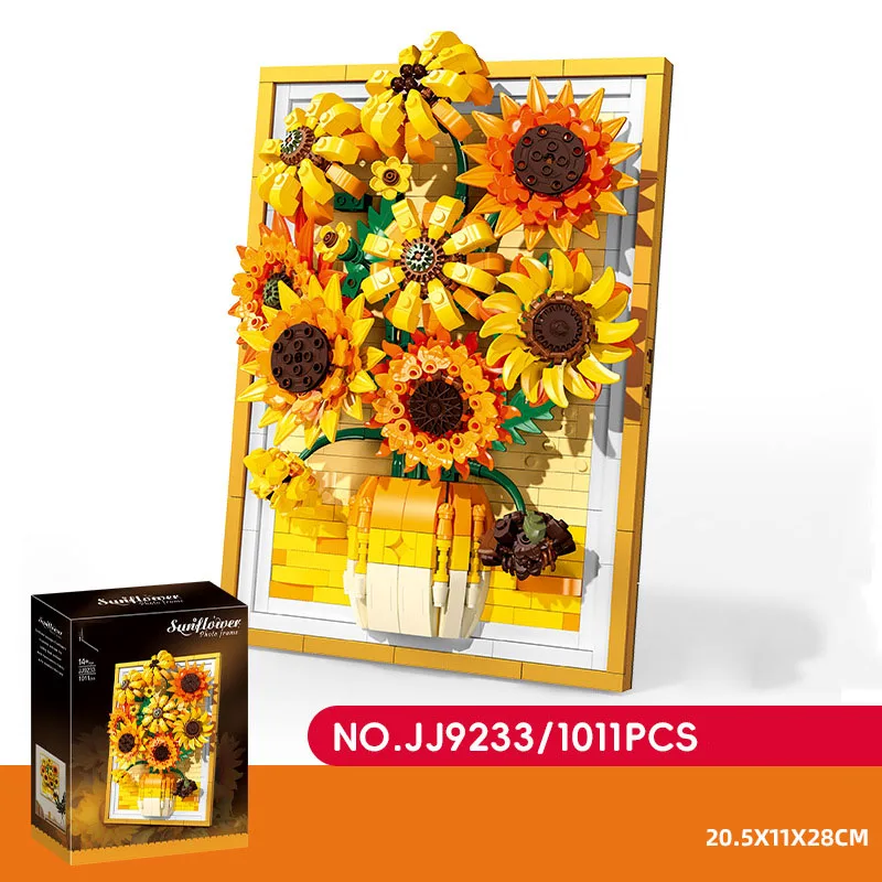 

Идея Подсолнух Цветочное искусство Строительный блок Наборы моделей строительных моделей MOC Кирпич 3D Фоторамка Коллекция игрушек для девочек Подарок