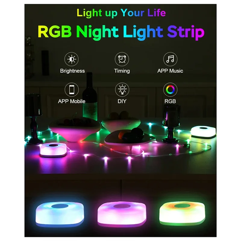 

T99C-Nachtlampje LED Night Light Smart APP RGB Camping String Lights Outdoor Waterproof Rechargeable Room Atmosphere Lamp 5M
