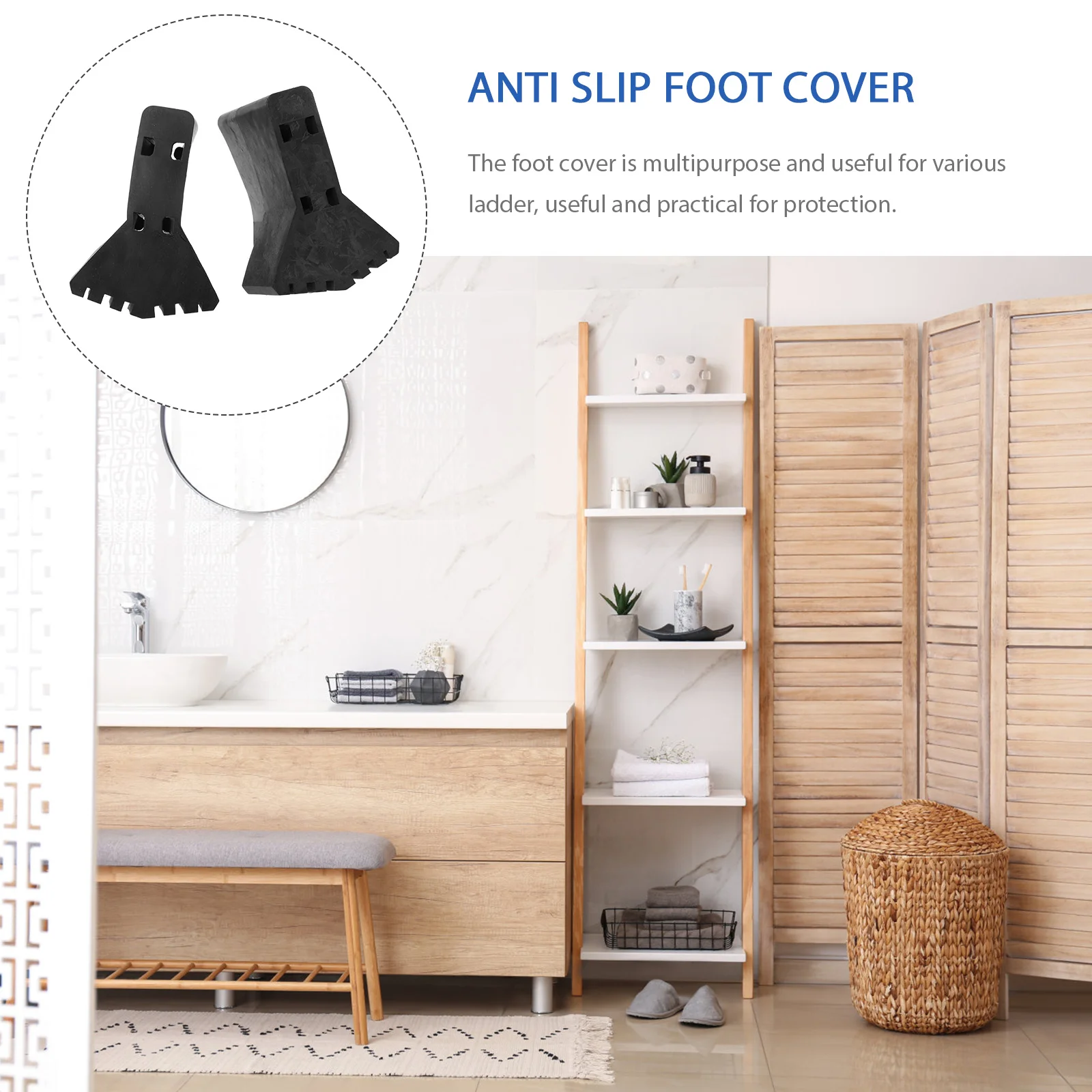 

2pcs Non Slip Ladder Feet Covers for Folding Bamboo Ladders Anti Slip Foot Protectors Black Ladder Tips Utility Grip Pads