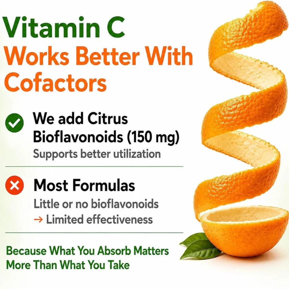 RAW Vitamin C Capsules - Powerful Antioxidant, Promotes Collagen Production, Skin Glow, Supports Heart, Immune Health