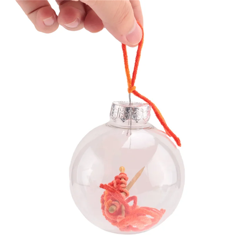 ABWR-Strick-Weihnachtskugel-Ornament – dekorative Kugel-Ornament zum Stricken und Häkeln mit hängendem Reifen – Winterparty A Dura