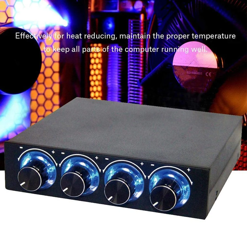 Контроллер вентилятора, 4-канальный компьютерный контроллер скорости вентилятора и температуры для снижения уровня шума для снижения тепла с синей реальностью