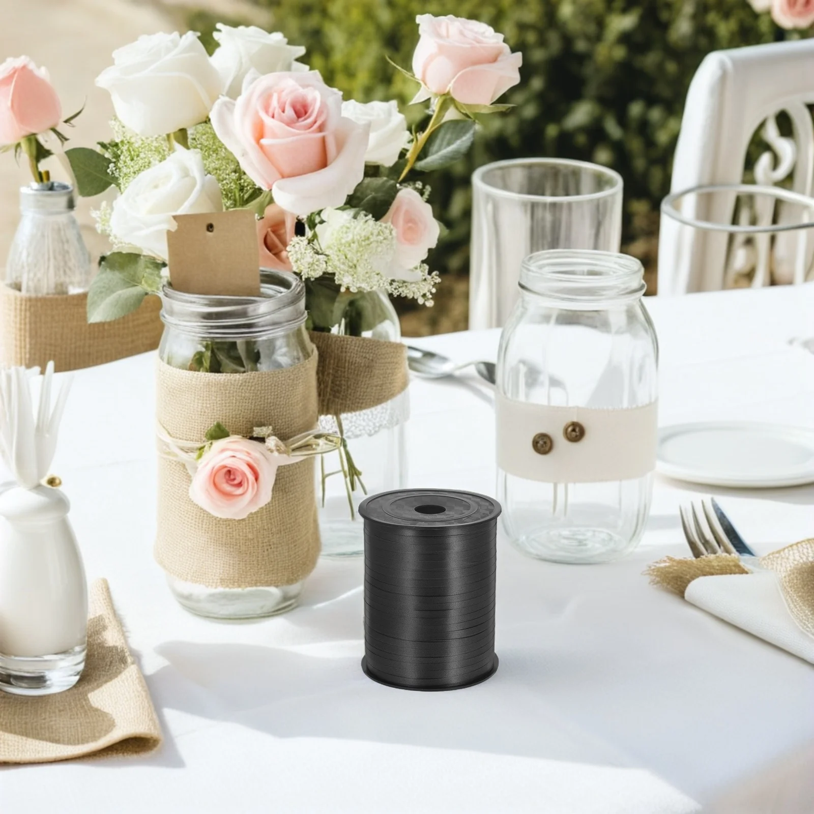 

1 Roll 500 Yards Black Wedding Ribbon Balloon String Decorations Party Present Wrapping Bouquet DIY Crafts Black Balloon String