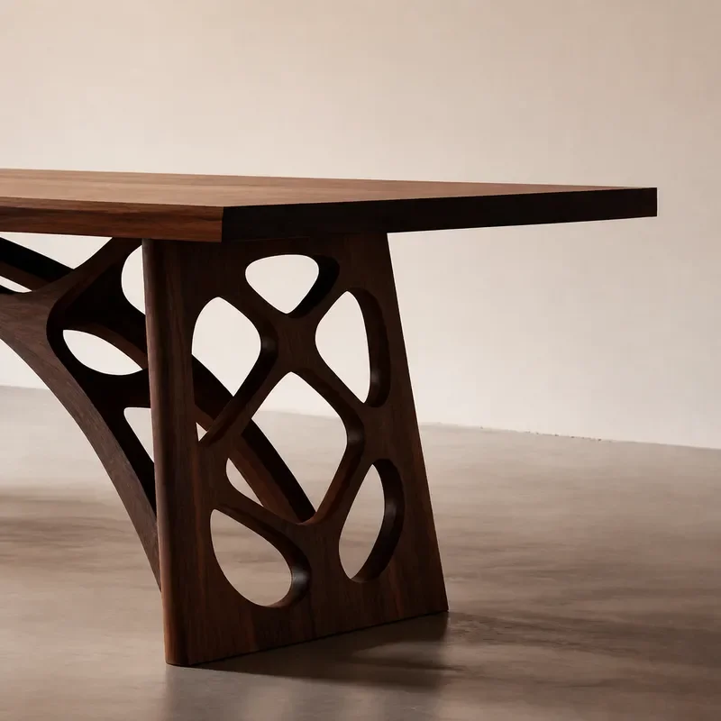 New Chinese Style Solid Wood Tea Table Arch Bridge Black Walnut Rectangular Desk Tenon and Mortise Structure Aesthetic Design