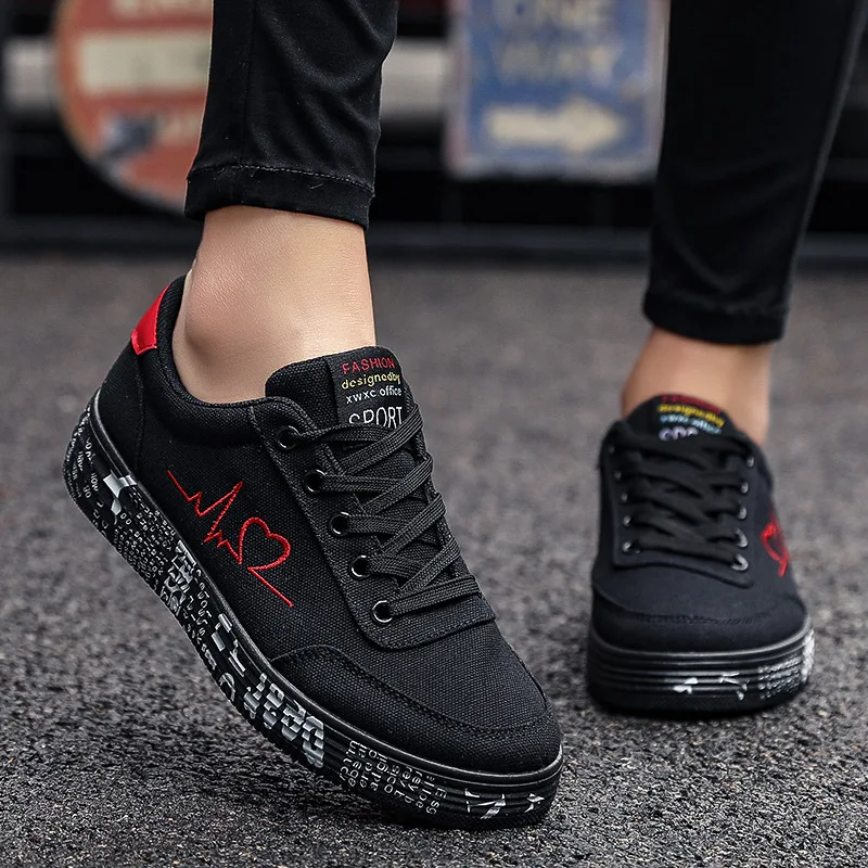 Fashion Women Vulcanized Shoes Sneakers Ladies Lace-up Casual Shoes Breathable Canvas Lover Shoes Graffiti Flat Zapatos Hombedth