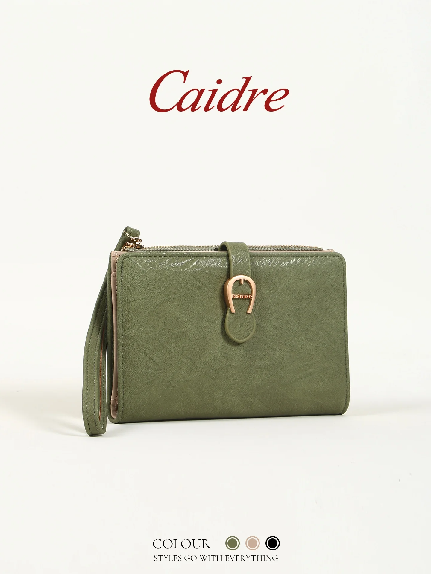 Caidre Women's Passport Holder Commuter Coin Purse Fashionable Compact Wallet Elegant Design Soft PU Leather  Color