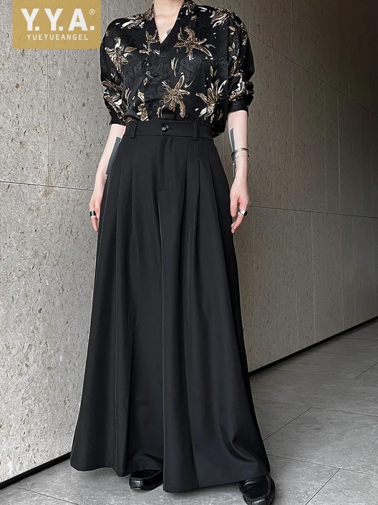 

Designer Office Women Versatile Work Loose Fit Wide Leg Pants High Waist Line Floor Length Trousers Suit Female Fashion Pants