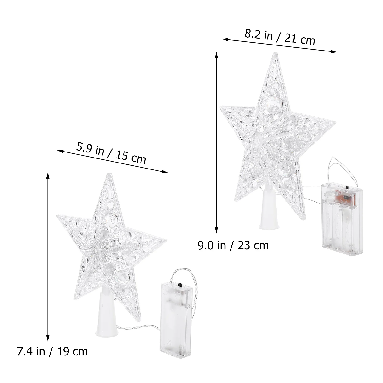 

2Pcs Christmas Tree Topper Star Warm White LED Lighted Lamp Xmas Home Tree Decor Topper Light Treetop Decor