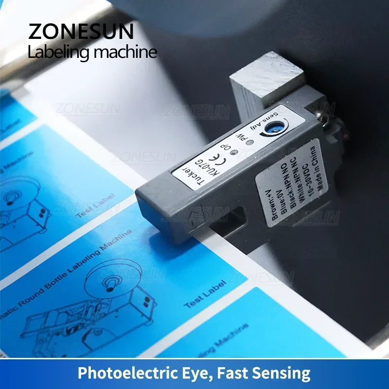 Imagem -03 - Zonesun Máquina de Rotulagem Garrafa Redonda 160 mm Largura Etiqueta Elétrica Garrafa de Plástico Jar Etiquetador Adesivo Pequena Produção Zs-tb16p