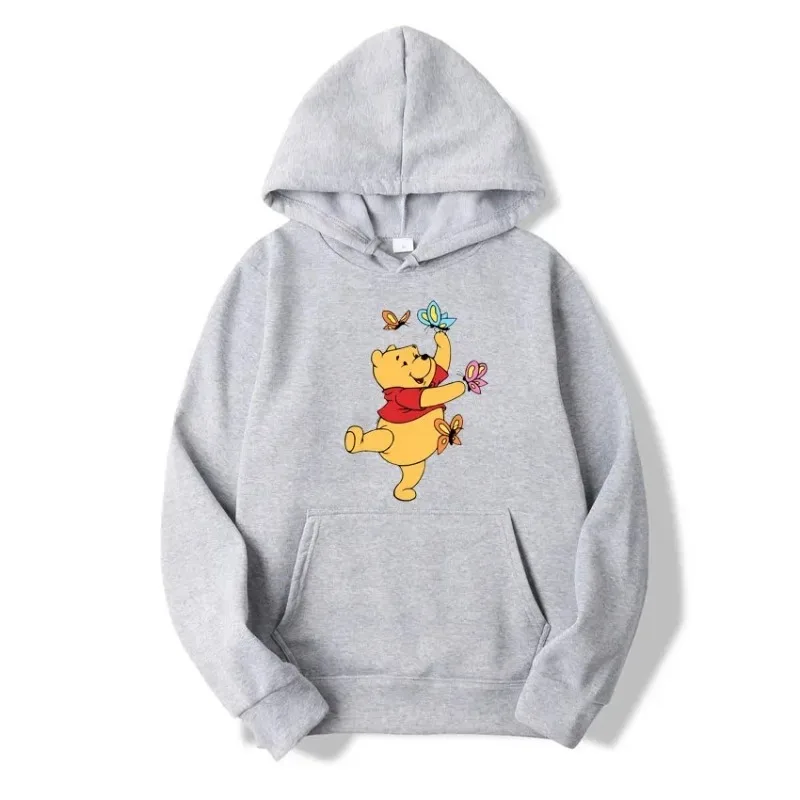 Fashion Cartoon Kawaii Bear Winnie The Pooh Women Harajuku Cute Anime Y2K Pattern Street Sweatshirt 90\'s Hoodie