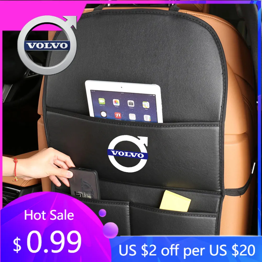 

Кожаный ящик для хранения на спинке автомобильного сиденья, сумка-органайзер, карман для укладки и уборки для Volvo RDESIGN XC60 XC90 S60 S80 S60L V40 V60