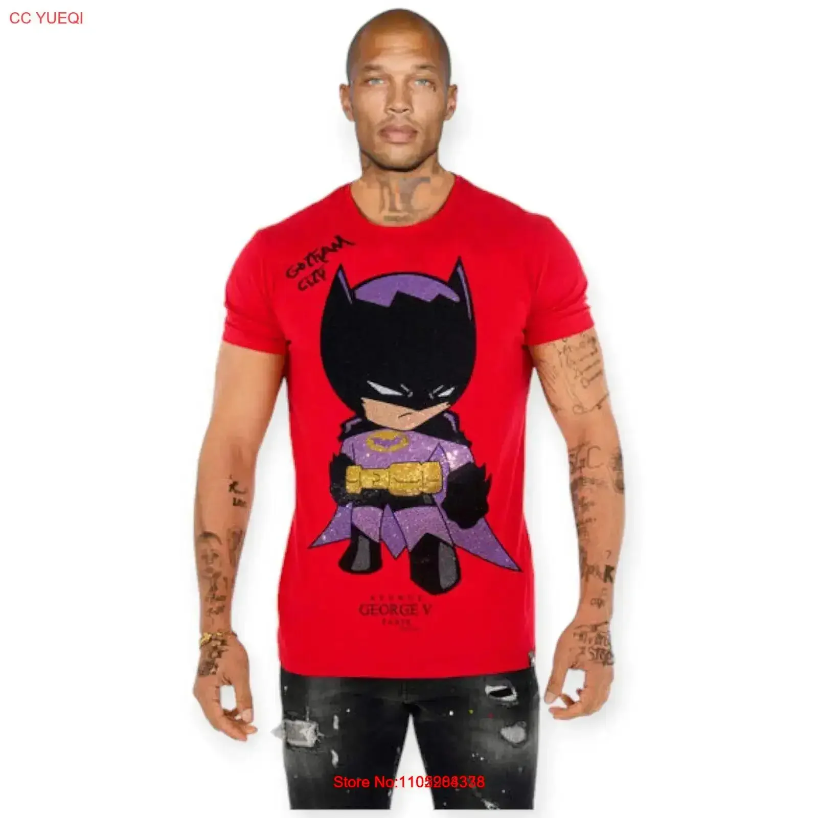 George V hombres Da Bat camiseta rojo vintage lavado Casual homme transpirable ropa de diseñador elegante gráfico estirado streetwear