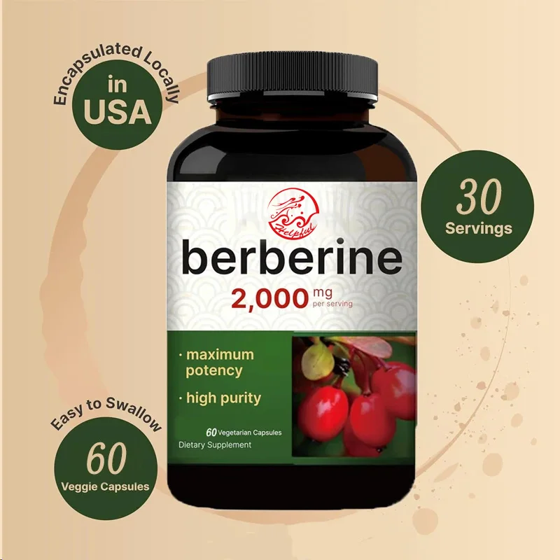 Berberine Supplement | 60 Vegetarian Capsules, 97% Pure Aspartate HCL - Plant based, Vegetarian, Non GMO