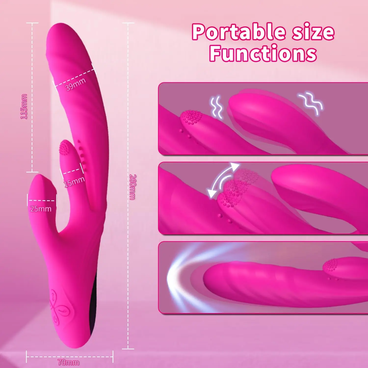 هزاز Thrusting دسار ألعاب جنسية للنساء ، G Spot أرنب أنثى ترفرف الهزاز مع 7 تهتز 10 ترفرف 3 Thrusting Mod #5