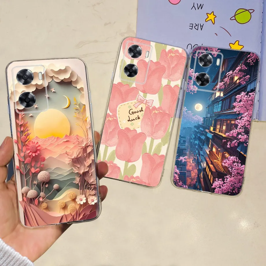Luxury Silicone Soft Bumper For Oppo A57 A57s A57e A77 A77s Phone Case Cover Beauty Women Fashion Slim Fundas Oppo A77 5G Coque