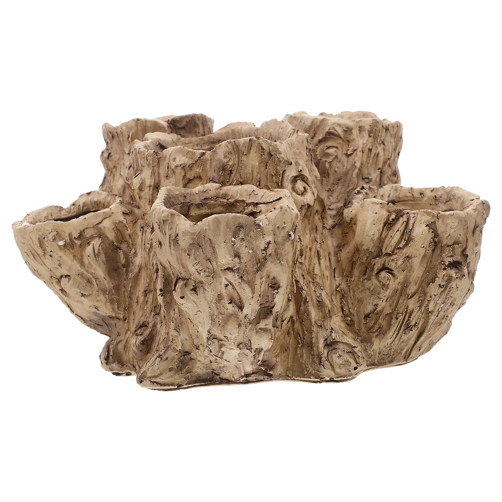 

Искусственный пень, кашпо из смолы, сочный цветочный горшок, 6-открывающее дренажное отверстие, декоративный кашпо для бонсай, коряги, дерева, корня дерева