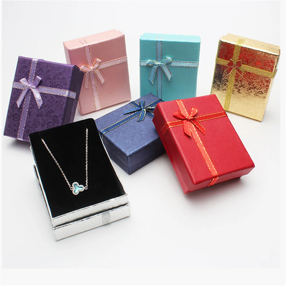 Bow Ribbon Jewelry Box Bowknot Earrings Ring Necklace Bracelet Storage Box Jewelry Display Case Valentines Day Gift Packaging