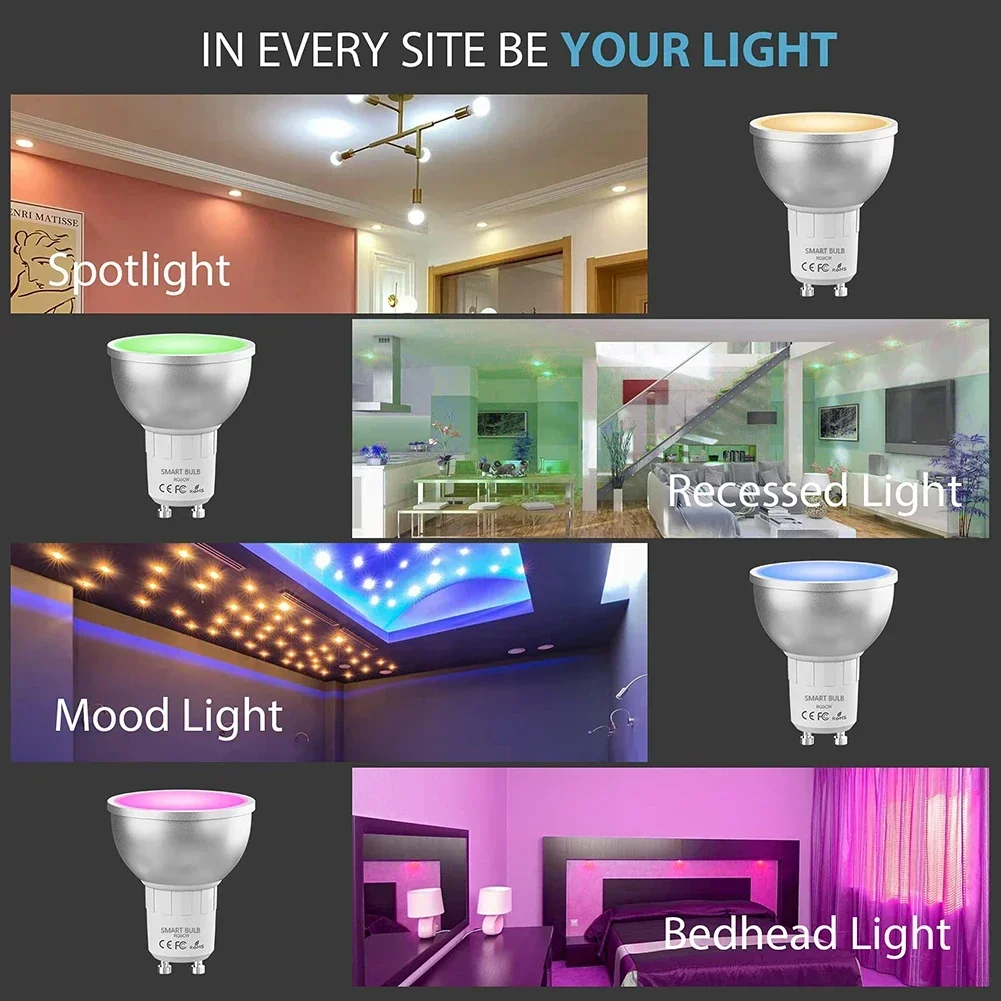 Imagem -06 - Lâmpada Led Inteligente Tuya Wi-fi Zigbee Gu10 Rgb c Mais w 5w Lâmpadas Reguláveis Spotlight de Controle de Aplicativos Suporte Alexa Google Home Alice