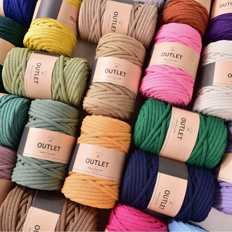 Cordon en coton macramé de 5 mm, 50 m, à âme creuse, tressé, thermoscellable pour le crochet DIY, la fabrication de niches pour chats, de paniers de rangement et d'objets artisanaux