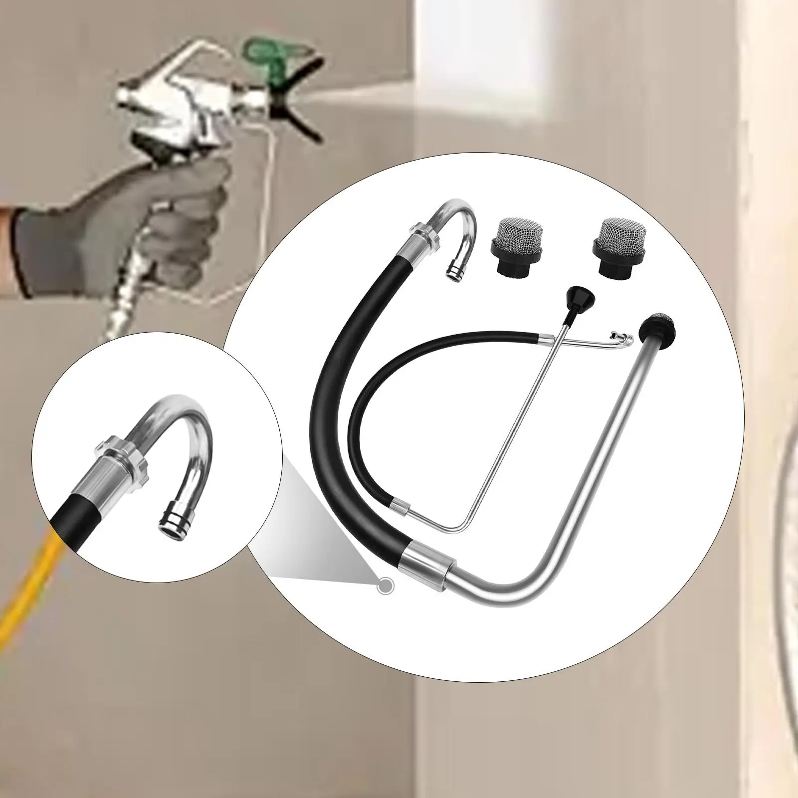 Suction Hose Tube Reflux Line Kit Accessories Easy to Install Rubber Alloy for 495 Airless Spraying Line Painting Machine Parts