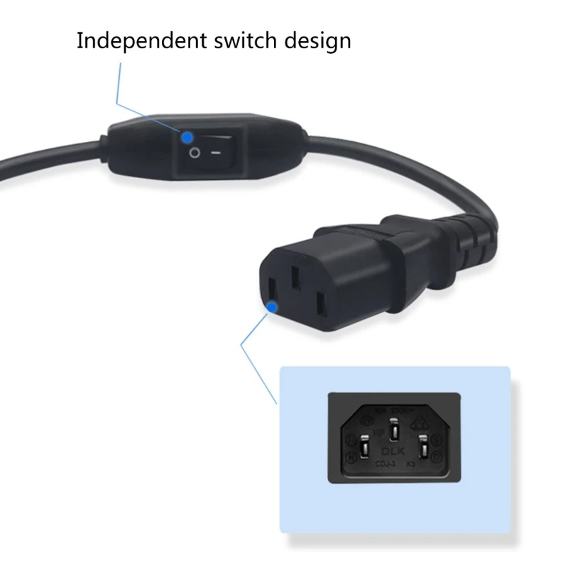 IEC320 C13 auf C14 Stromnetz-Verlängerungskabel mit Schaltern. 12-Zoll-Kabel für PDU-USV