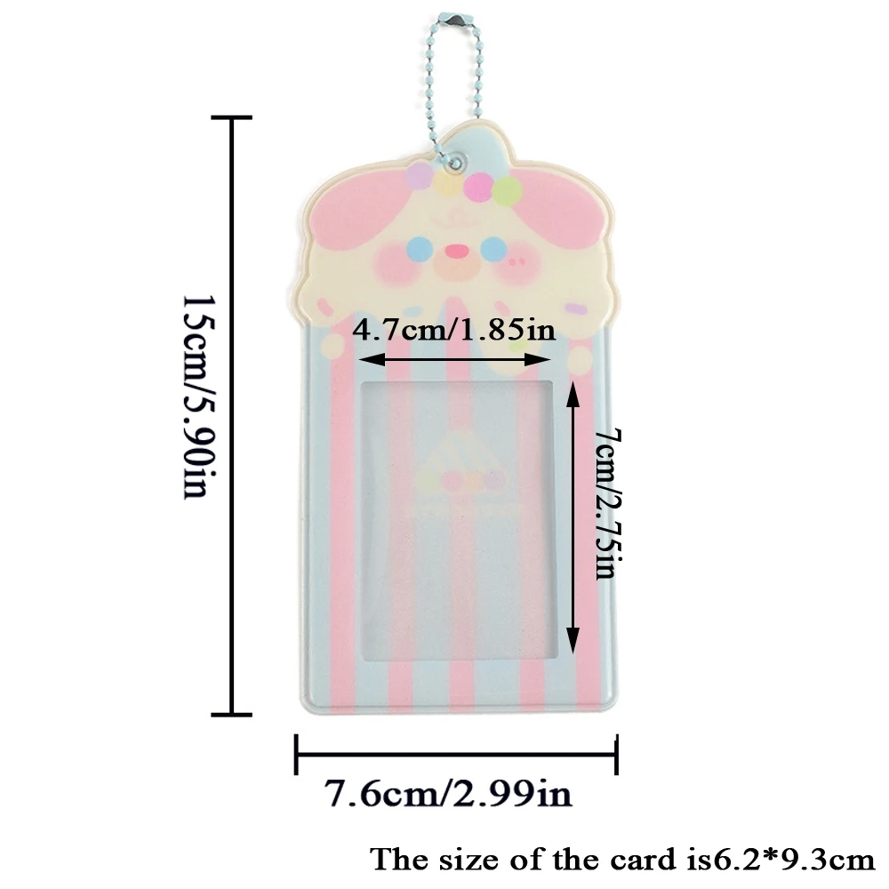 INS Sweet 3 Inch Photocard Holder Korean Keychain PVC Idol Photo Card Protector Case Student ID Bus Card Case Pendant Stationery