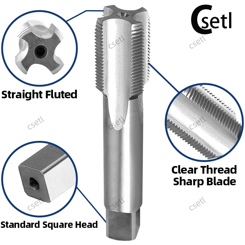 Csetl SAE 7/8"-12UN Machine Thread Tap Right Hand, HSS 7/8x12UN Straight Fluted Taps