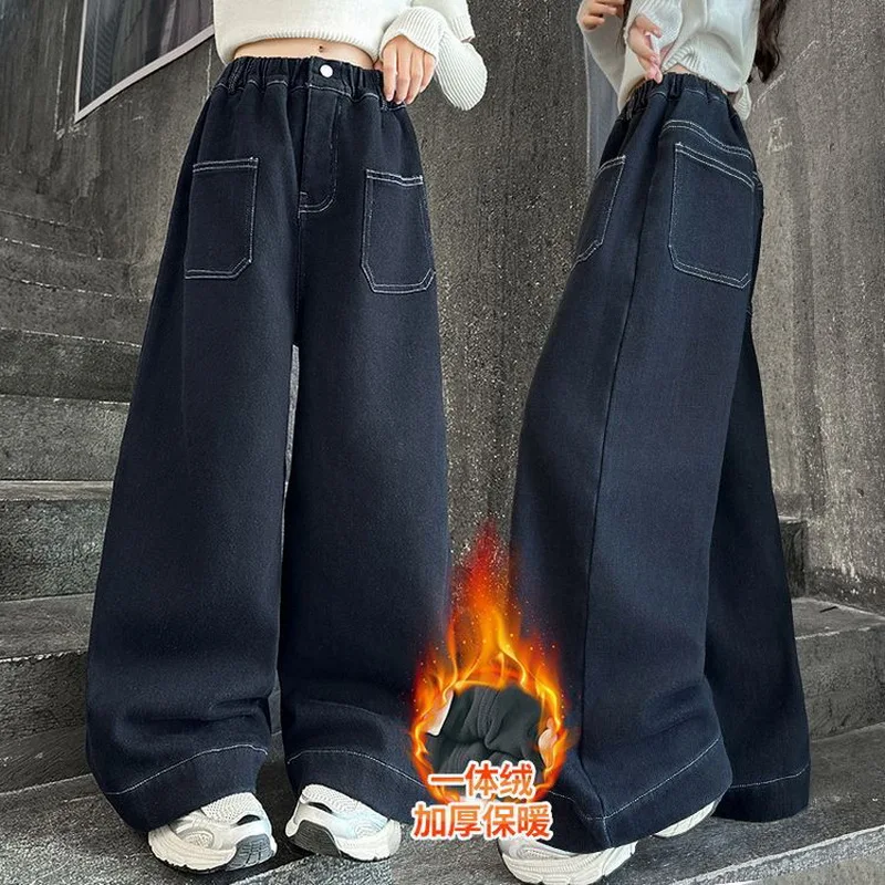 Jeans Thermiques Chauds avec Poches pour Adolescents, viser Noirs et Gris pour Bol, Optiques pour Documents, Nouvelle Collection Hiver
