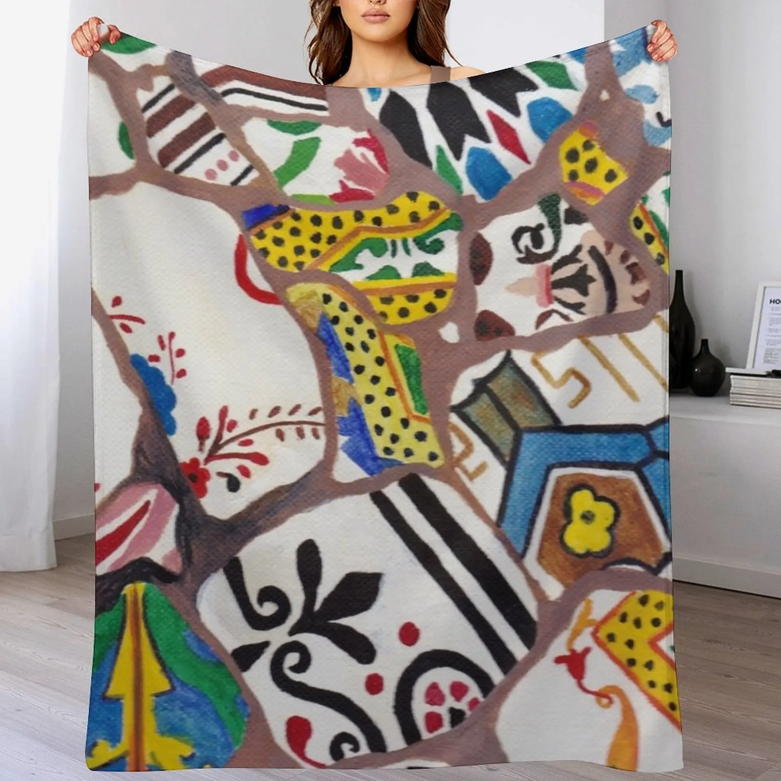 

Gaudi tiles Throw Blanket Long Lasting Soft Plush Blanket for Daily Use