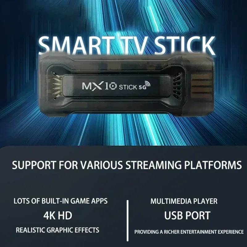 Atacado mx10 tv stick rk3228a hdr iptv 4k smart tv dongle duplo wifi 1gb 8gb 4 núcleo 64bit android tv box com controle remoto