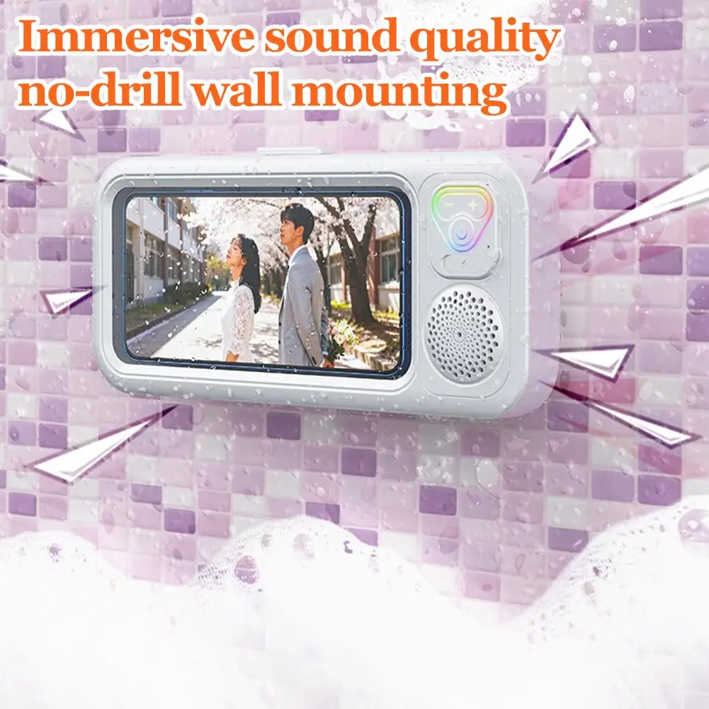 

Высококачественная новая Bluetooth-колонка для душа и подставка для телефона для восстановления атмосферы уюта, уровень защиты IPX4, белый/черный цвет, W2L7