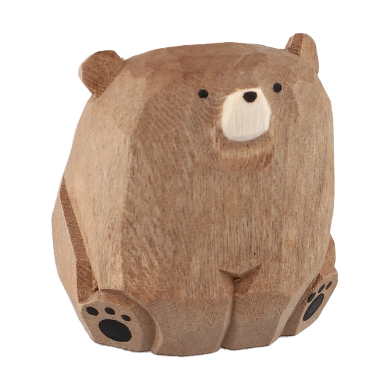 Intricate Carved Wooden Bear Solid Wood Craft Decoration Delightful Tabletop/Shelf Ornament Captivates Your Heart