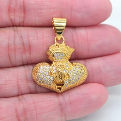 High Quality Gold Color Clear Cubic Zirconia Hip Hop Bling US Dollar Sign Heart Money bag Pendant Jewelry